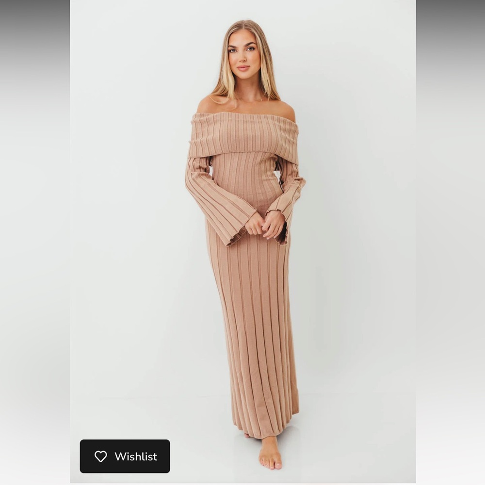 Elegant Off-Shoulder Maternity Dress in Blush Pink